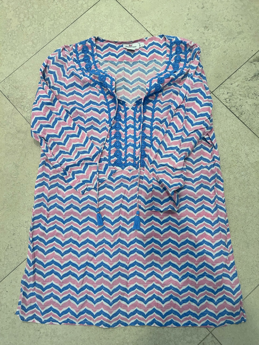 Vineyard Vines Pink and Blue Chevron Tunic Coverup